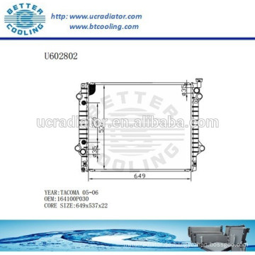 Aluminiumkühler für TOYOTA TACOMA 05-06 164100P030 Hersteller und Direktverkauf